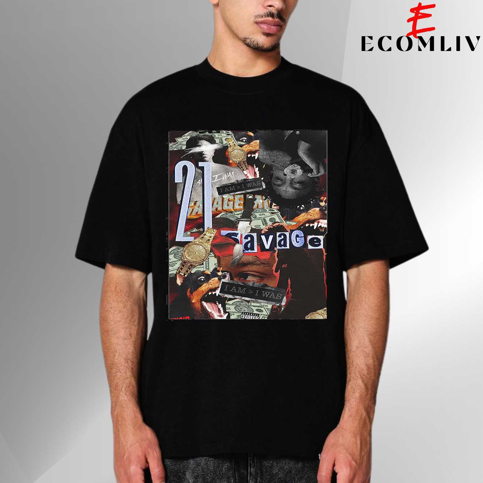 21 Savage Face Graphic Rap Tee, Urban Unisex T-Shirt